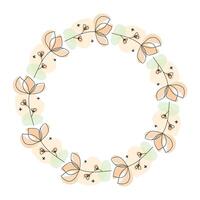 Hand drawn flowers wreath frame on white background vector