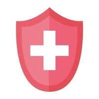 Medical protection shield with health cross on white background vector