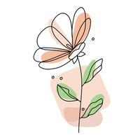 Hand drawn flat design simple flower outline vector