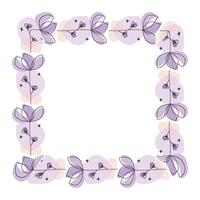 Hand drawn flowers wreath frame on white background vector