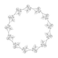 Hand drawn floral wreath on white background vector