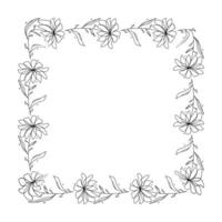 Hand drawn floral wreath on white background vector