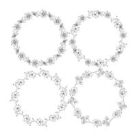 Hand drawn floral wreath set vector