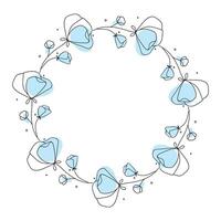 Hand drawn flowers wreath frame on white background vector