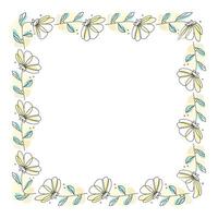 Hand drawn flowers wreath frame on white background vector