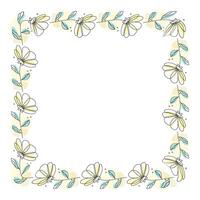 Hand drawn flowers wreath frame on white background vector