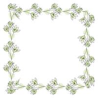 Hand drawn flowers wreath frame on white background vector