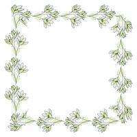 Hand drawn flowers wreath frame on white background vector