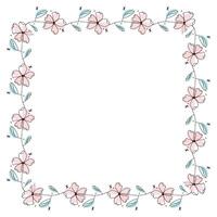 Hand drawn flowers wreath frame on white background vector