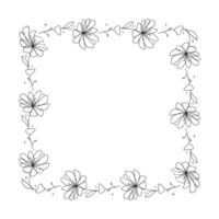 Hand drawn floral wreath on white background vector