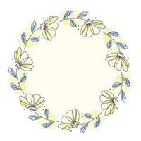 Hand drawn flowers wreath frame on white background vector