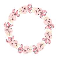 Hand drawn flowers wreath frame on white background vector