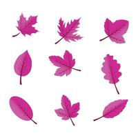 Flat design pink leaves pack on white background vector