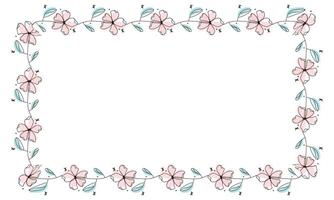 Hand drawn flowers wreath frame on white background vector