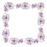 Hand drawn flowers wreath frame on white background vector