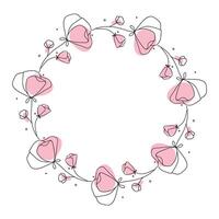 Hand drawn flowers wreath frame on white background vector