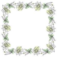 Hand drawn flowers wreath frame on white background vector