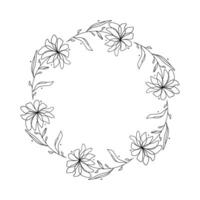 Hand drawn floral wreath on white background vector