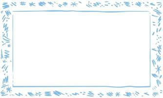 hand drawn doodle style rectangular frame blue and white vector
