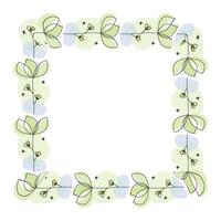 Hand drawn flowers wreath frame on white background vector