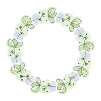 Hand drawn flowers wreath frame on white background vector