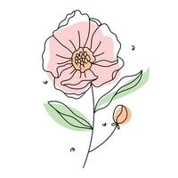 Hand drawn flat design simple flower outline vector