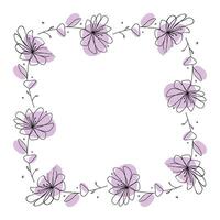 Hand drawn flowers wreath frame on white background vector