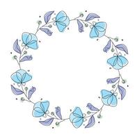 Hand drawn flowers wreath frame on white background vector