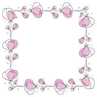 Hand drawn flowers wreath frame on white background vector