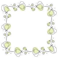 Hand drawn flowers wreath frame on white background vector