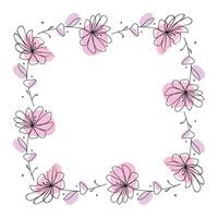 Hand drawn flowers wreath frame on white background vector