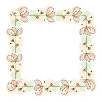 Hand drawn flowers wreath frame on white background vector