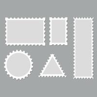 Blank postage stamps. Light postage stamps on a gray background. illustratio vector