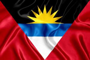 Flag of Antigua and Barbuda silk close-up photo
