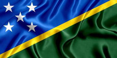 Flag of Solomon Islands silk close-up photo
