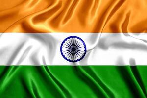 Flag of India silk close-up photo