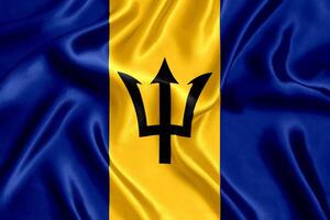 Flag of Barbados silk close-up photo