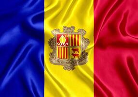 Flag of Andorra silk close-up photo