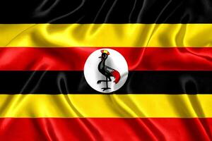 bandera de Uganda seda de cerca foto