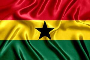 Flag of Ghana silk close-up photo