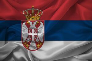 Serbian Flag Draped Elegantly photo