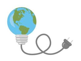 A light bulb and a planet. Earth Day. Green energy vector