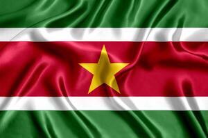 Flag of Suriname silk close-up photo