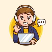 Female Customer Service Support Cartoon Character vector