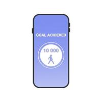 10,000 steps a day is the norm. Walk health. Pedometer app. Tracking. vector