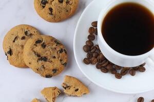 Coffee and cookies. Appetizing sweet homemade breakfast. photo