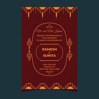 Indian Wedding Card Template Design With Event Details vector