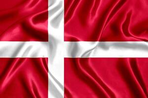 Flag of Denmark silk close-up photo