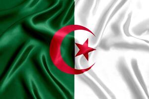 Flag of Algeria silk close-up photo