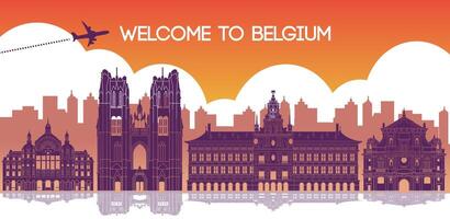 Belgium famous landmark silhouette style vector